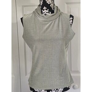 ACW Design Womens Sage Green Metallic Cowl Neck Sleeveless Knit Top Large